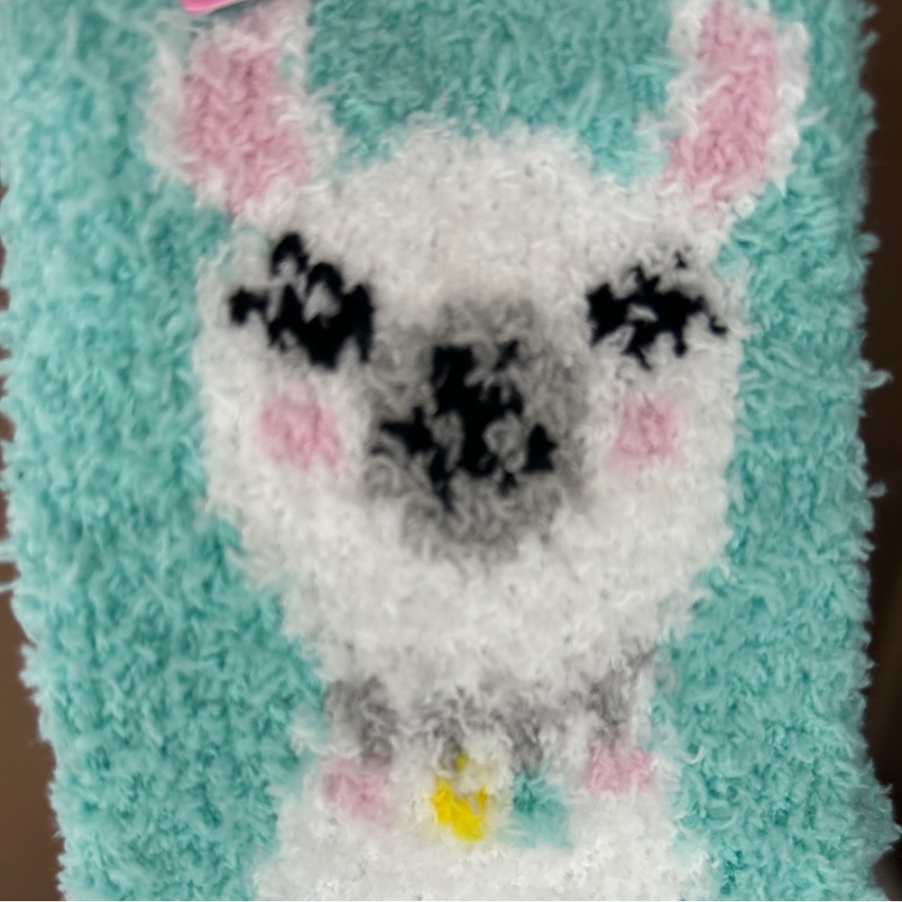 Women's Fuzzy Socks - Pink and Blue - Picture 3 of 3